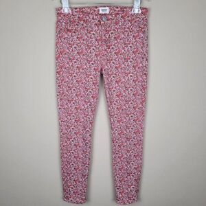 Hudson Nico Midrise Ankle Spr Skinny Floral Jeans Red White Size 28